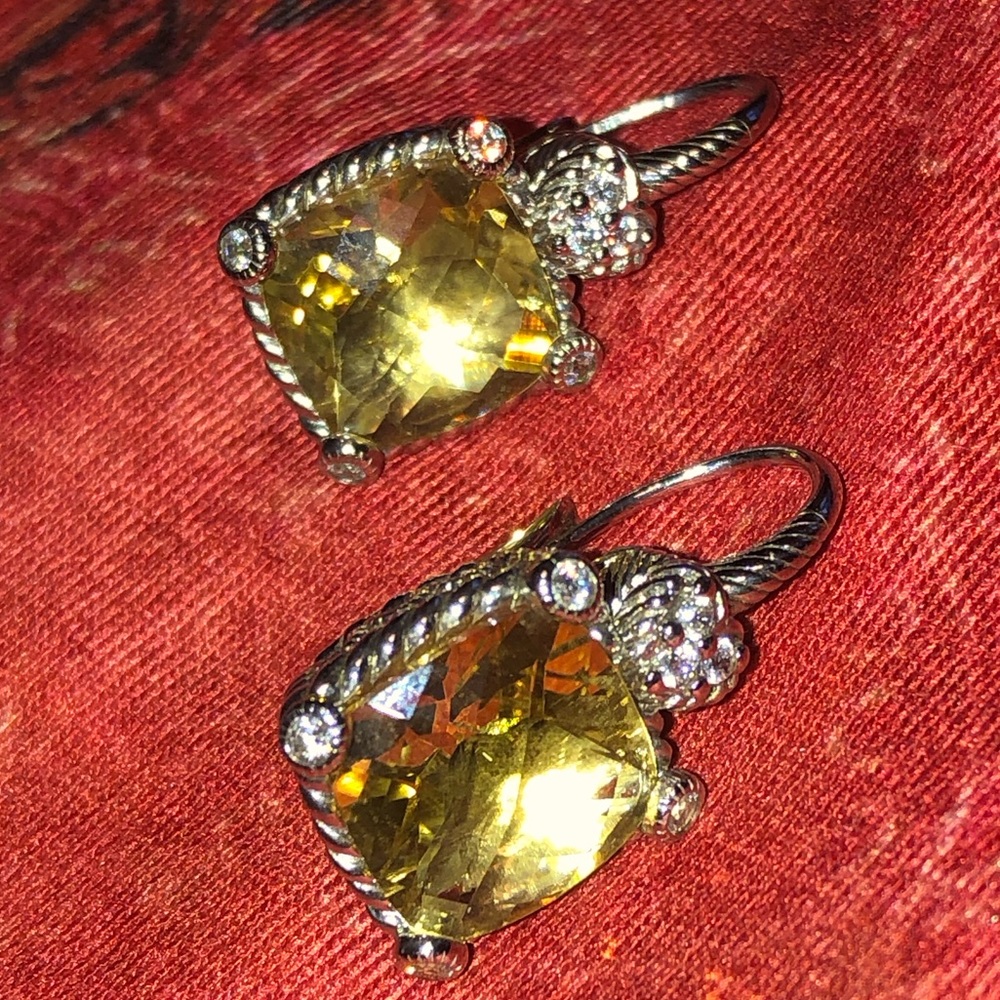JUDITH RIPKA CANARY+DIAMONIQUE DROP EARRINGS SET IN 925 STERLING SILVER - Picture 6 of 13